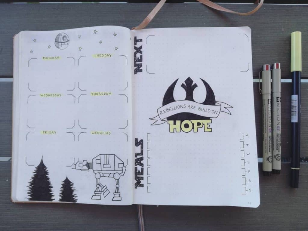 Star Wars themed bullet journal